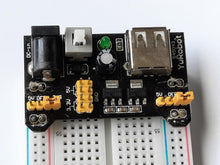 Load image into Gallery viewer, MB102 830 TIE POINT BREADBOARD WITH 65 JUMPER CABLE WIRES AND MB102 POWER SUPPLY MODULE