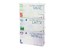 Load image into Gallery viewer, GLOVE DISPENSER - THREE TIER WITH THREE BOXES OF ULTRA FRESH LATEX DISPOSABLE GLOVES