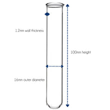 Load image into Gallery viewer, TEST TUBES WITH RIM - LIGHT WALL - 100 X 16MM (PACK OF 100)