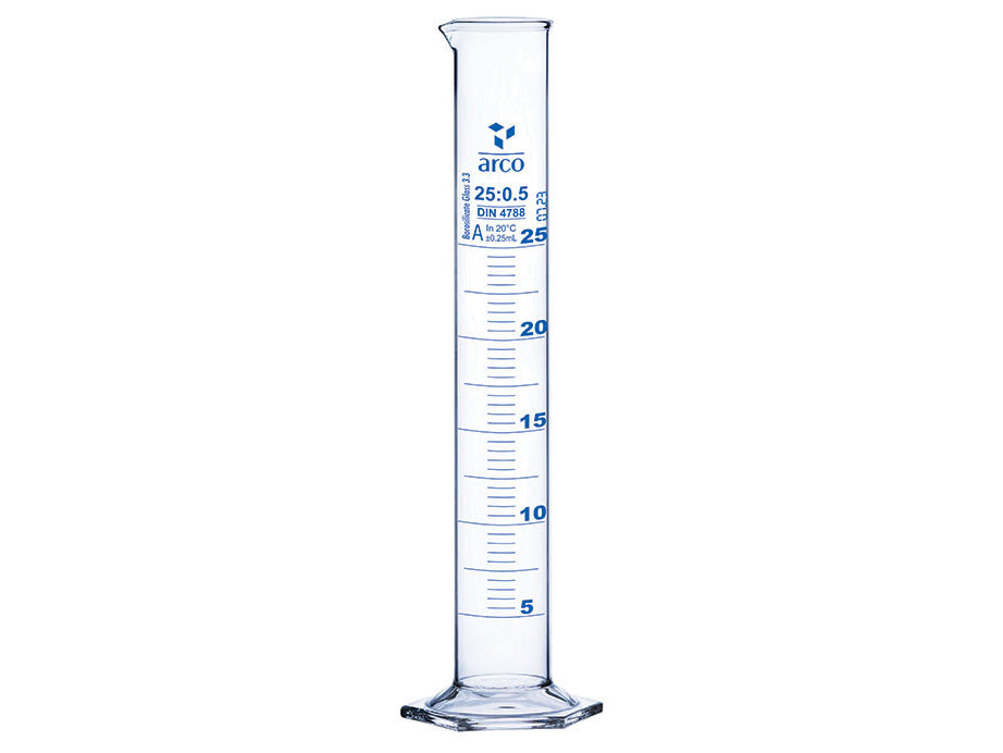 MEASURING CYLINDER - BOROSILICATE GLASS - 25ML (BOX OF 2)
