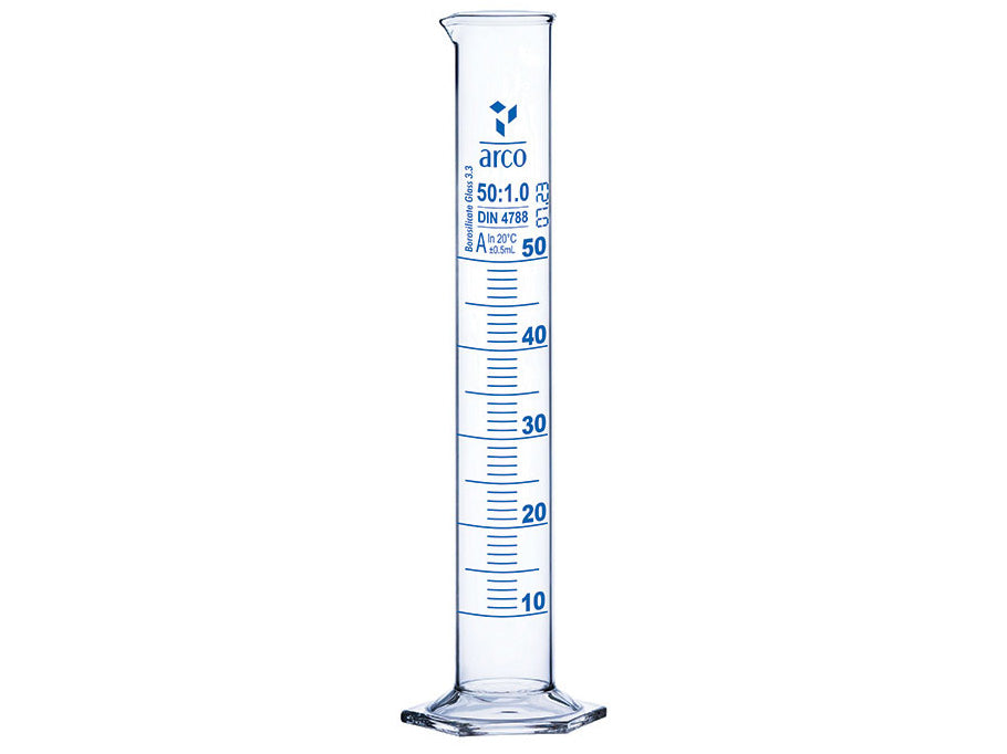 MEASURING CYLINDER - BOROSILICATE GLASS - 50ML (BOX OF 2)
