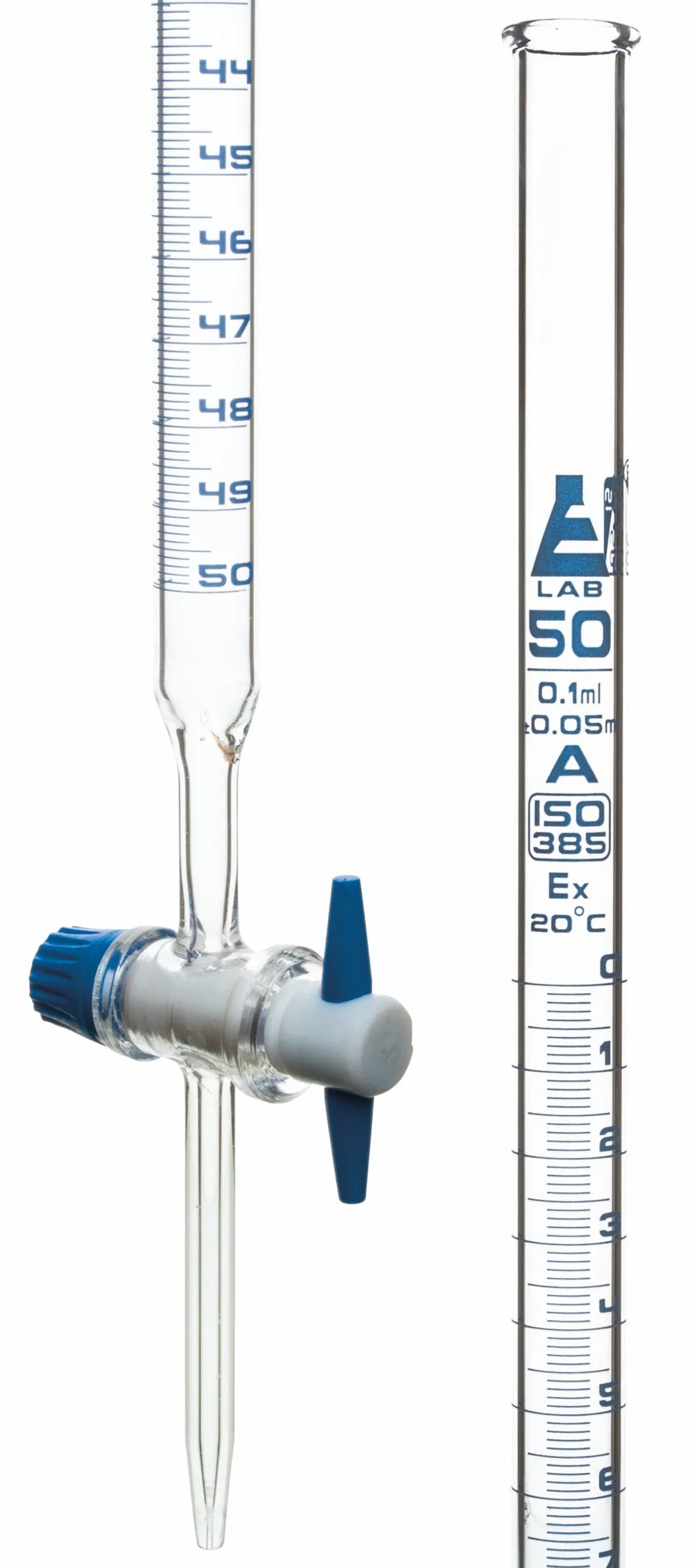 BURETTE - CLASS A - BOROSILICATE GLASS WITH PTFE STOPCOCK - 50ML