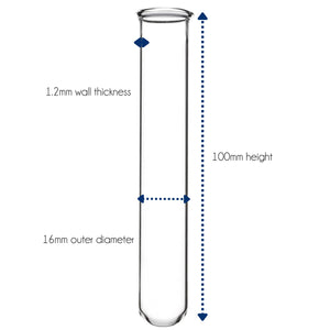 TEST TUBES WITH RIM - LIGHT WALL - 100 X 16MM (PACK OF 100)