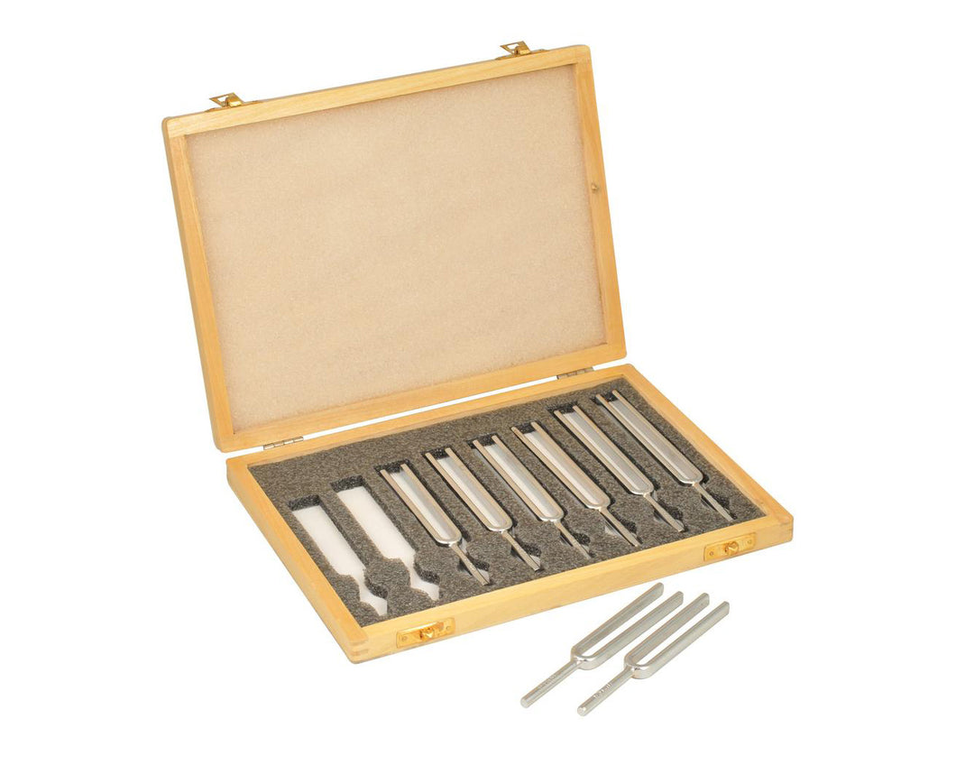 STEEL TUNING FORK SET (SET OF 8) IN WOODEN CASE